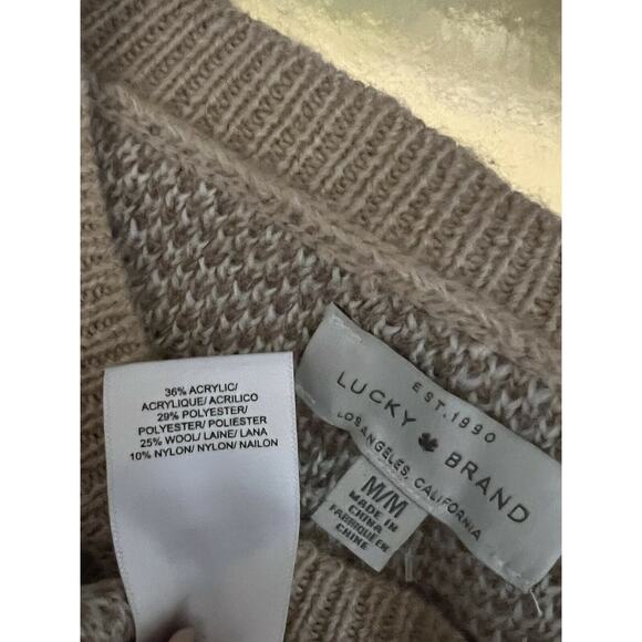 Lucky Brand Neutral Camu Crew Neck sweater Beige Blend Women's sz Medium - Picture 8 of 12